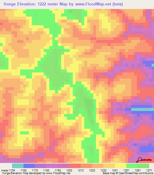 Vunge,Angola Elevation Map