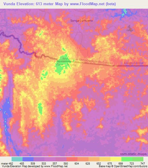 Vunda,Angola Elevation Map