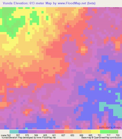 Vunda,Angola Elevation Map
