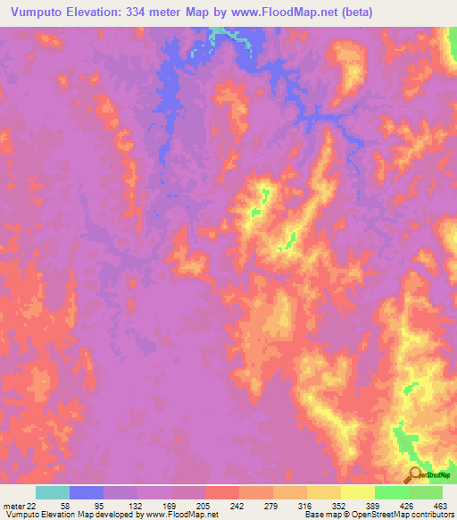 Vumputo,Angola Elevation Map