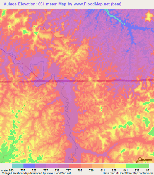 Vulage,Angola Elevation Map