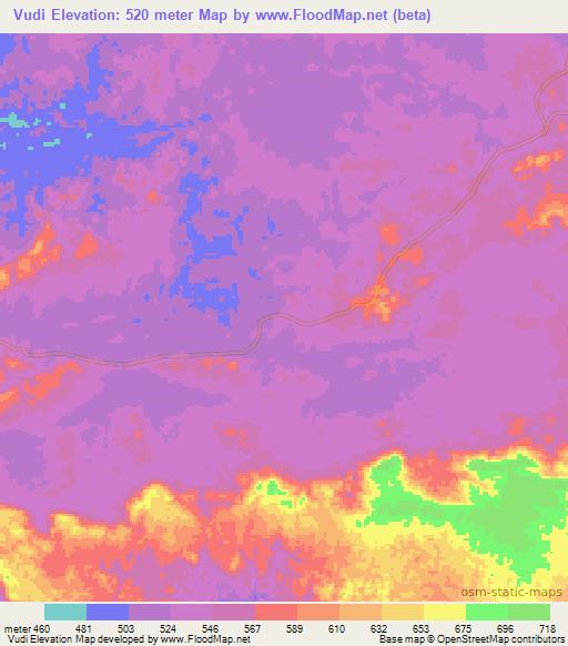 Vudi,Angola Elevation Map