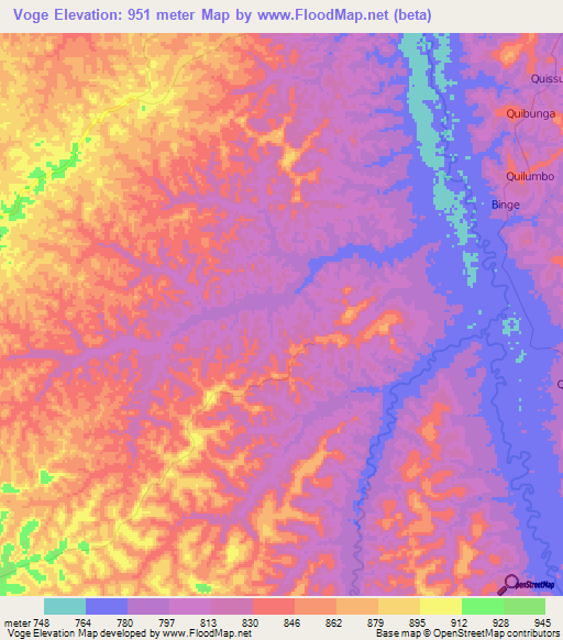 Voge,Angola Elevation Map
