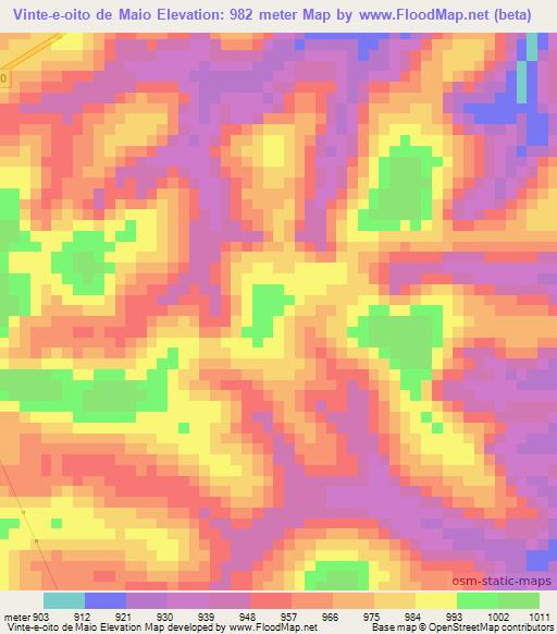 Vinte-e-oito de Maio,Angola Elevation Map