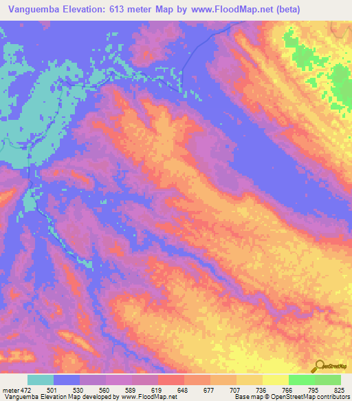 Vanguemba,Angola Elevation Map
