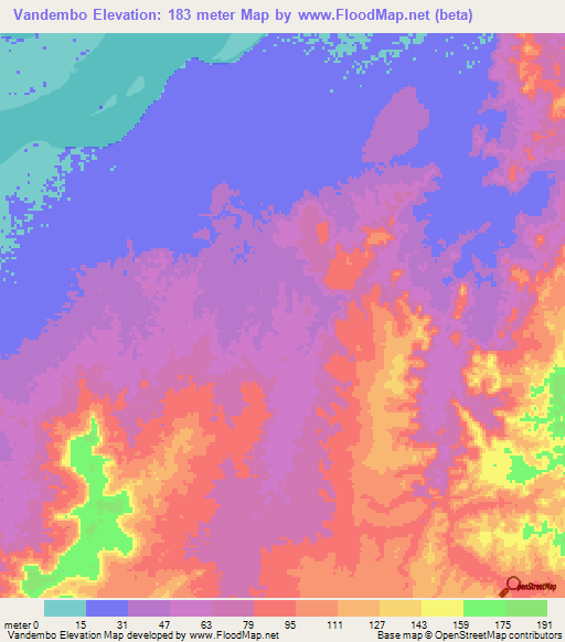 Vandembo,Angola Elevation Map