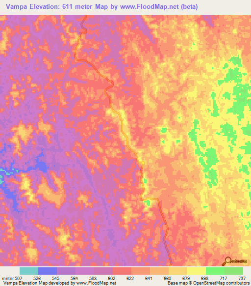 Vampa,Angola Elevation Map
