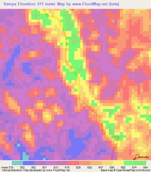 Vampa,Angola Elevation Map