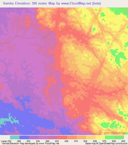 Vambe,Angola Elevation Map