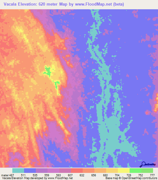 Vacala,Angola Elevation Map