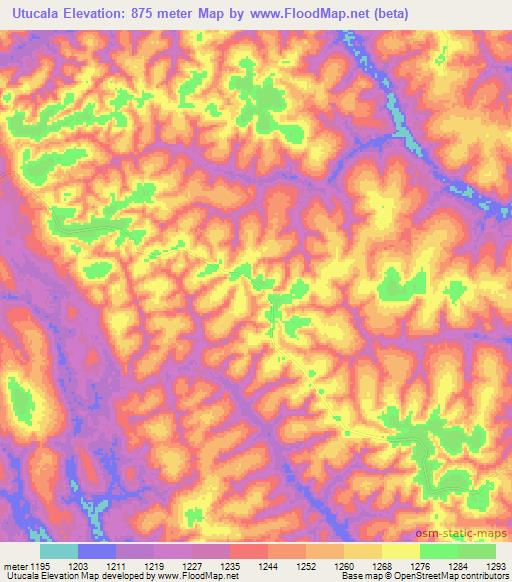 Utucala,Angola Elevation Map