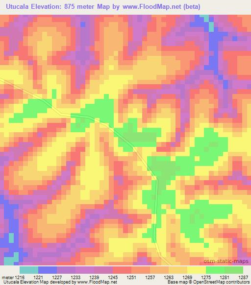 Utucala,Angola Elevation Map
