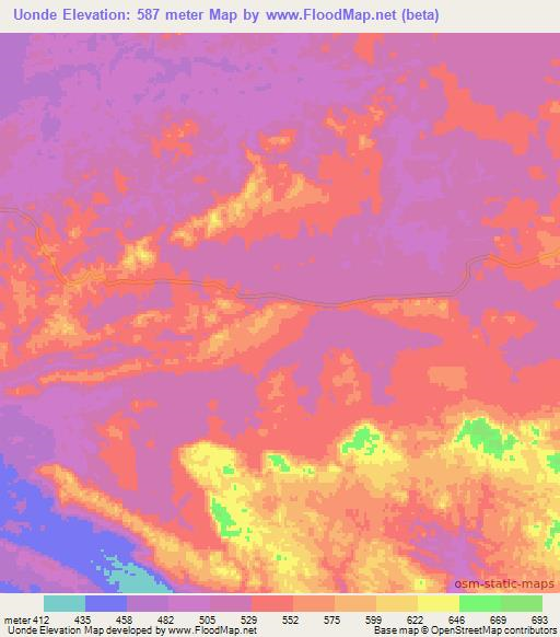 Uonde,Angola Elevation Map