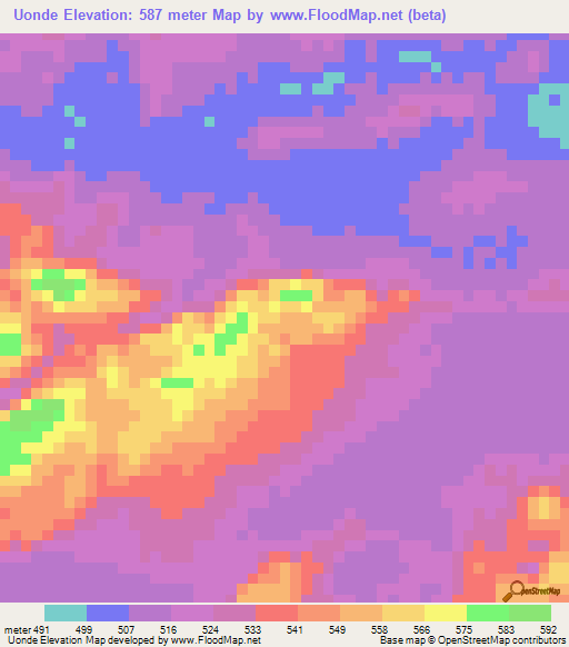 Uonde,Angola Elevation Map