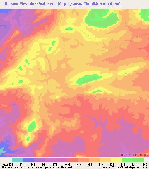 Uiacava,Angola Elevation Map