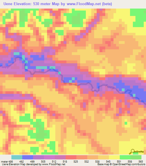 Uene,Angola Elevation Map