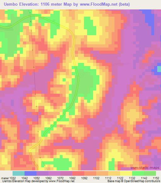 Uembo,Angola Elevation Map