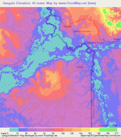 Uangulo,Angola Elevation Map