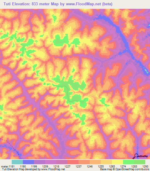 Tuti,Angola Elevation Map