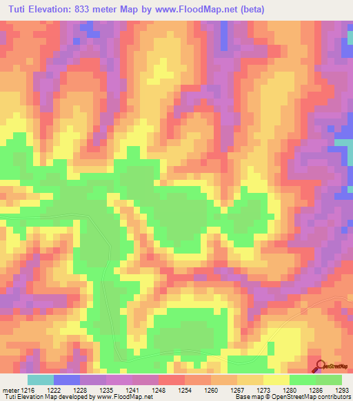 Tuti,Angola Elevation Map