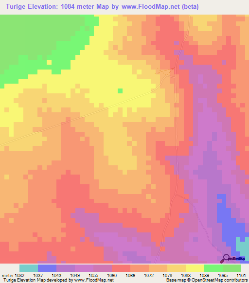 Turige,Angola Elevation Map