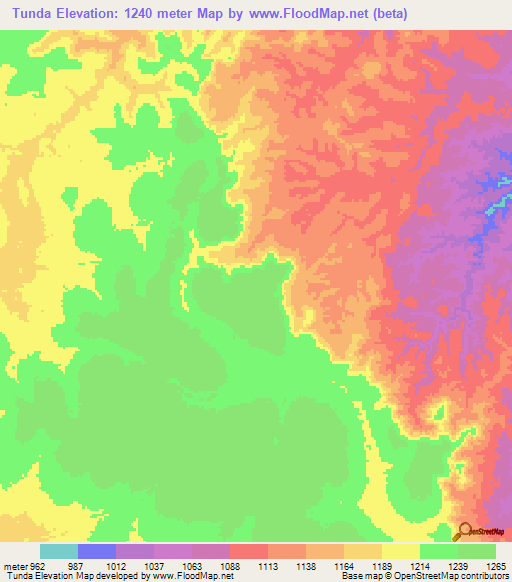 Tunda,Angola Elevation Map