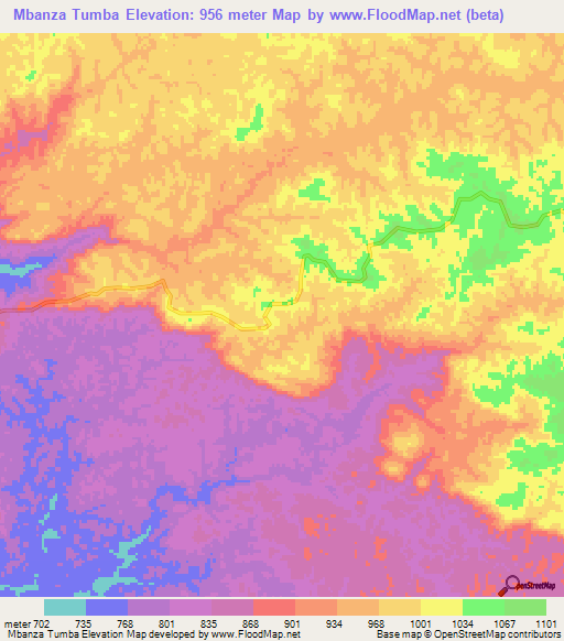 Mbanza Tumba,Angola Elevation Map