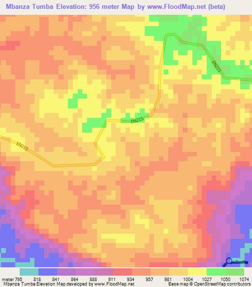 Mbanza Tumba,Angola Elevation Map