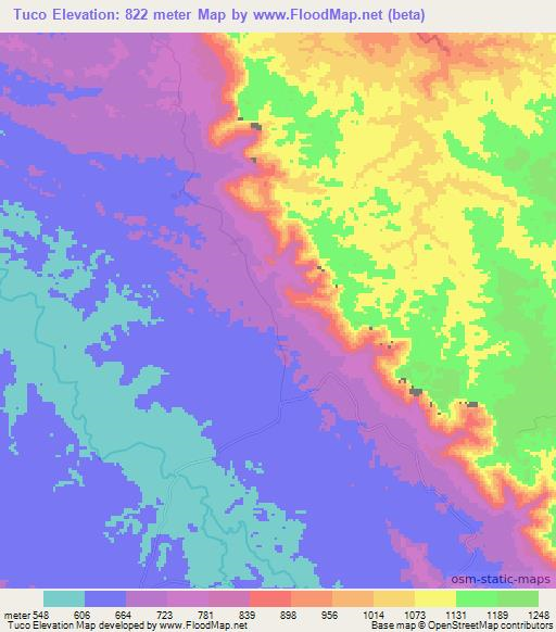 Tuco,Angola Elevation Map
