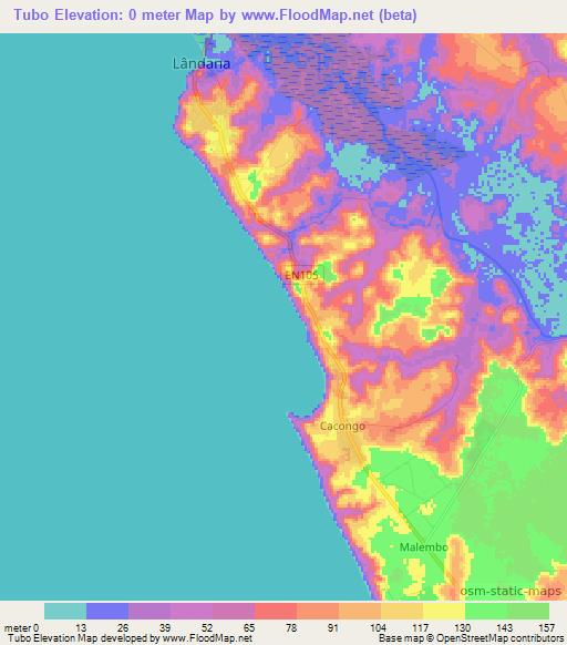 Tubo,Angola Elevation Map