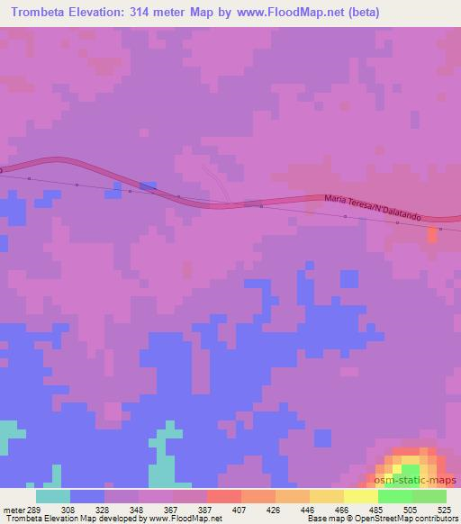Trombeta,Angola Elevation Map