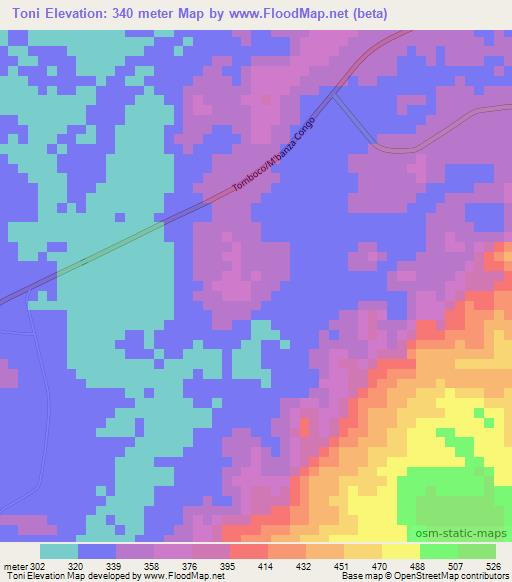 Toni,Angola Elevation Map