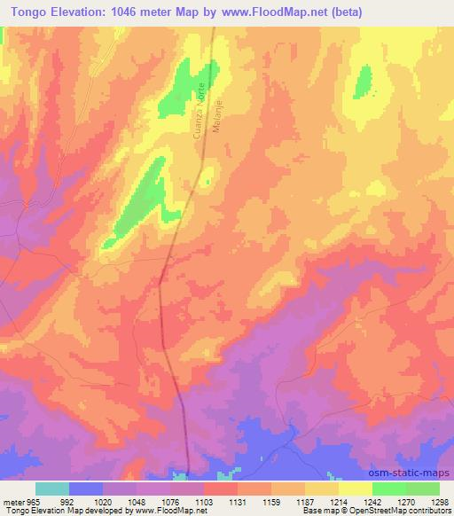 Tongo,Angola Elevation Map
