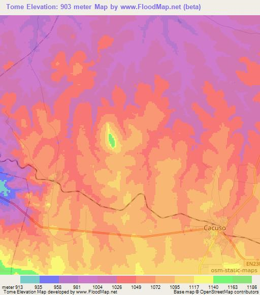 Tome,Angola Elevation Map