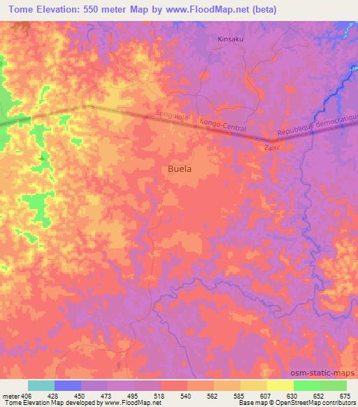 Tome,Angola Elevation Map