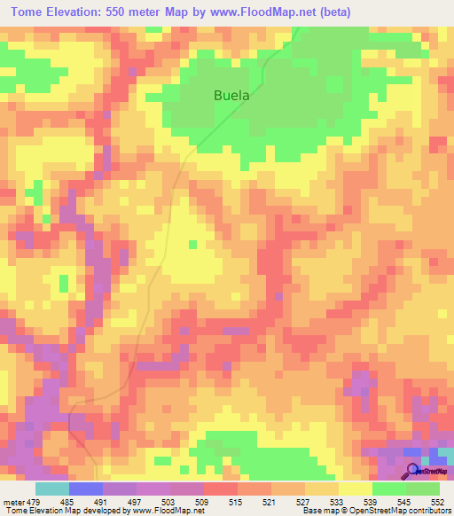 Tome,Angola Elevation Map
