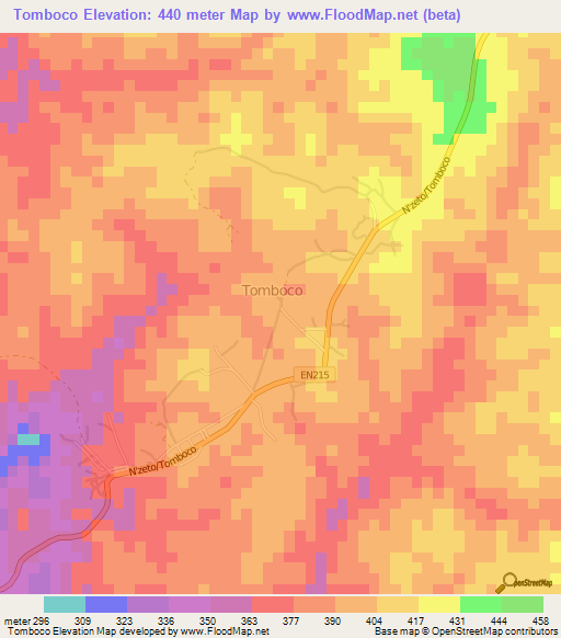 Tomboco,Angola Elevation Map