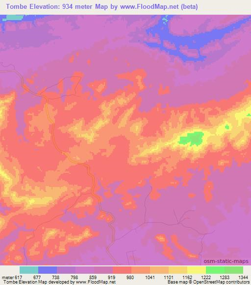 Tombe,Angola Elevation Map