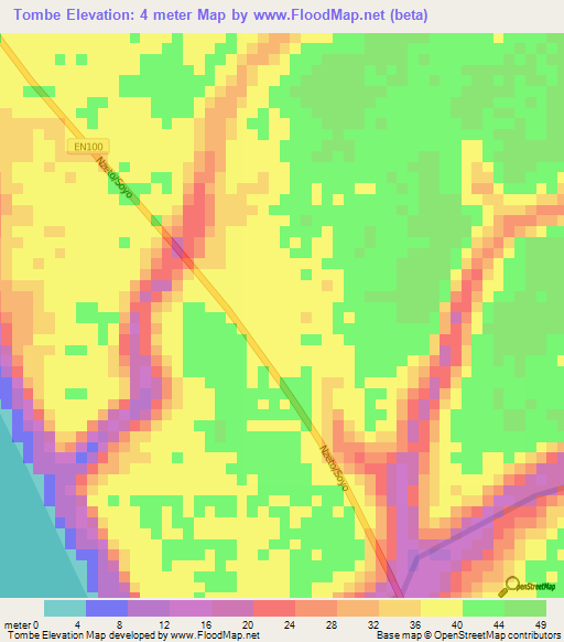Tombe,Angola Elevation Map