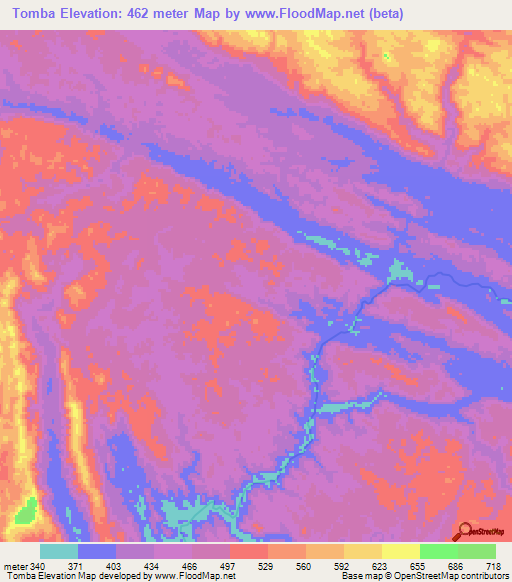 Tomba,Angola Elevation Map