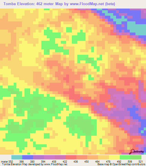 Tomba,Angola Elevation Map