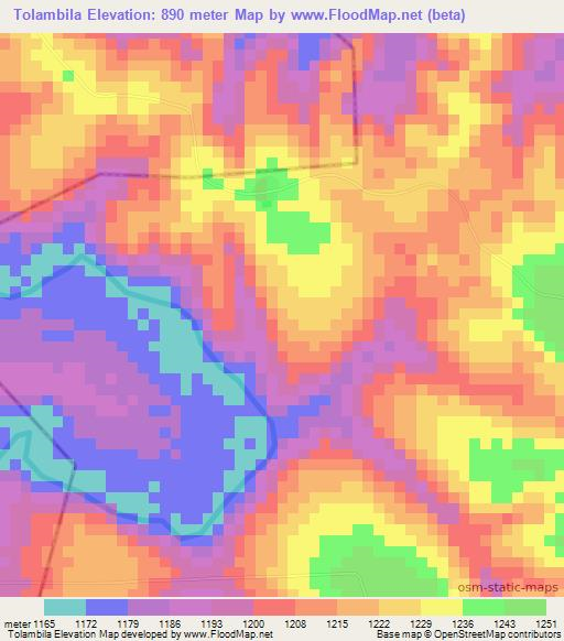 Tolambila,Angola Elevation Map