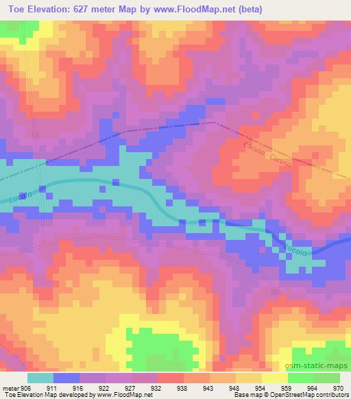 Toe,Angola Elevation Map