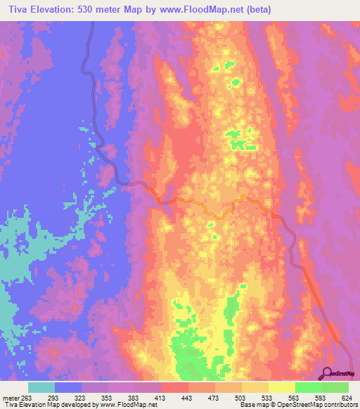 Tiva,Angola Elevation Map