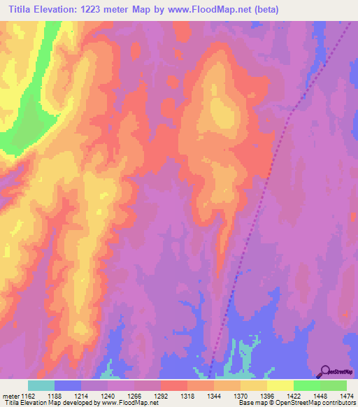 Titila,Angola Elevation Map