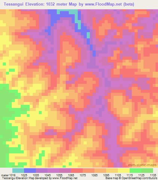 Tessangui,Angola Elevation Map