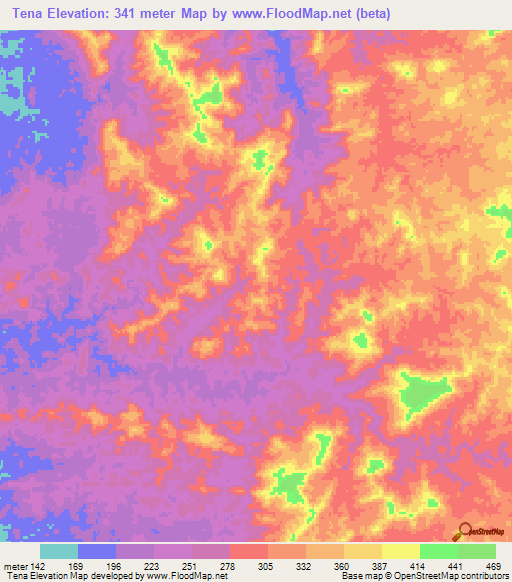 Tena,Angola Elevation Map