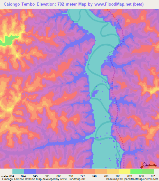 Caiongo Tembo,Angola Elevation Map
