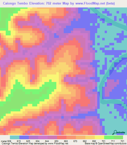 Caiongo Tembo,Angola Elevation Map