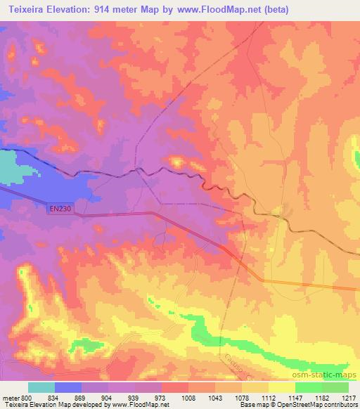 Teixeira,Angola Elevation Map